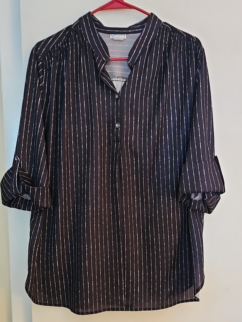 Catherines Black Tunic with White Pinstripes